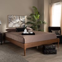 Baxton Studio Colette French Bohemian Ash Walnut Finished Wood Full Size Platform Bed Frame