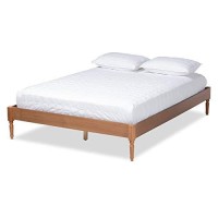 Baxton Studio Colette French Bohemian Ash Walnut Finished Wood Full Size Platform Bed Frame