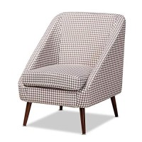 Baxton Studio Gia Modern And Contemporary Brown And White Houndstooth Accent Chair