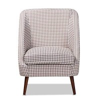 Baxton Studio Gia Modern And Contemporary Brown And White Houndstooth Accent Chair