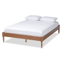 Baxton Studio Cielle French Bohemian Ash Walnut Finished Wood Full Size Platform Bed Frame