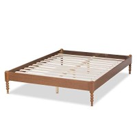 Baxton Studio Cielle French Bohemian Ash Walnut Finished Wood Full Size Platform Bed Frame