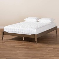 Baxton Studio Colette French Bohemian Weathered Grey Oak Finished Wood King Size Platform Bed Frame