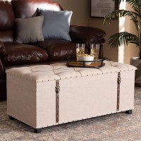 Baxton Studio Kyra Modern And Contemporary Beige Fabric Upholstered Storage Trunk Ottoman