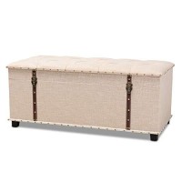 Baxton Studio Kyra Modern And Contemporary Beige Fabric Upholstered Storage Trunk Ottoman