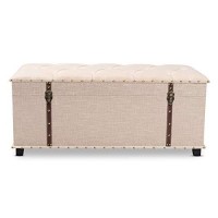 Baxton Studio Kyra Modern And Contemporary Beige Fabric Upholstered Storage Trunk Ottoman