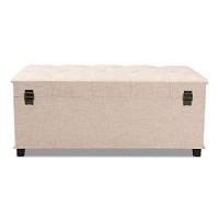 Baxton Studio Kyra Modern And Contemporary Beige Fabric Upholstered Storage Trunk Ottoman