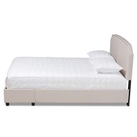 Baxton Studio Larese Beige Fabric Upholstered 2-Drawer King Size Platform Storage Bed