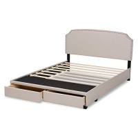 Baxton Studio Larese Beige Fabric Upholstered 2-Drawer King Size Platform Storage Bed