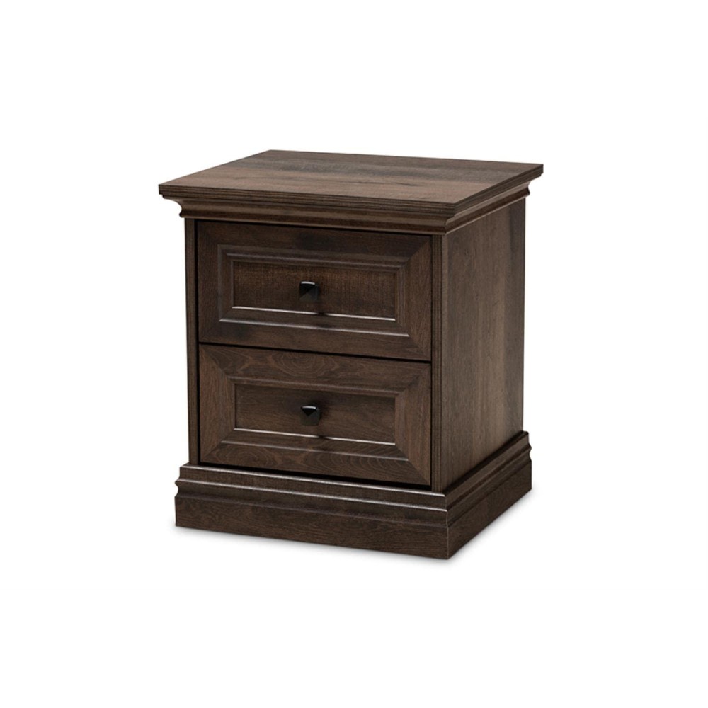 Baxton Studio Nolan Traditional Transitional Hazel Walnut Brown Finished 2-Drawer Wood Nightstand