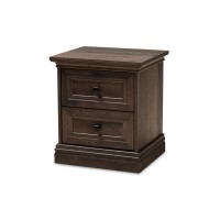 Baxton Studio Nolan Traditional Transitional Hazel Walnut Brown Finished 2-Drawer Wood Nightstand