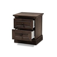 Baxton Studio Nolan Traditional Transitional Hazel Walnut Brown Finished 2-Drawer Wood Nightstand