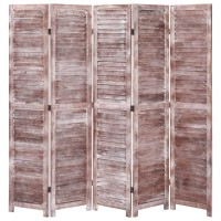 vidaXL Room Divider 5 Panel Hand Carved Room Divider for Home Office Restaurant Folding Privacy Screen Farmhouse Style Brown