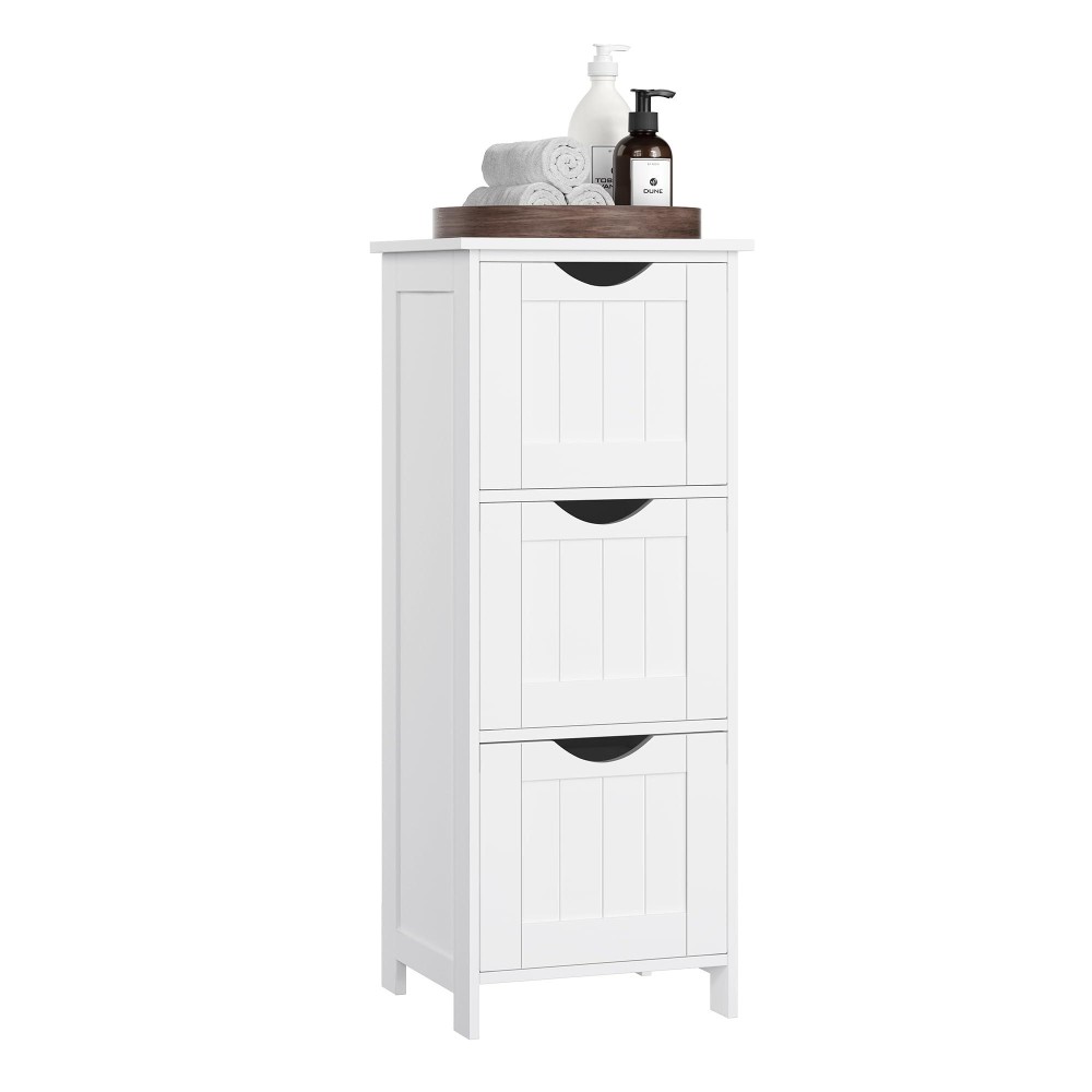 Vasagle Bathroom Floor Cabinet, Free-Standing Storage Cabinet With 3 Drawers, 11.8 X 12.6 X 31.9 Inches, For Bathroom, Living Room, Kitchen, Modern Style, Matte White Ubbc50Wt