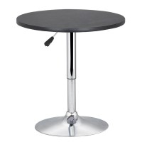 Yaheetech Round Pub Bar Table High Top Table Cocktail Table Mdf Top With Silver Leg Base 27.4-35.8 Inch Adjustable 88 Lb Capacity, Black