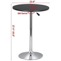 Yaheetech Round Pub Bar Table High Top Table Cocktail Table Mdf Top With Silver Leg Base 27.4-35.8 Inch Adjustable 88 Lb Capacity, Black