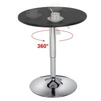 Yaheetech Round Pub Bar Table High Top Table Cocktail Table Mdf Top With Silver Leg Base 27.4-35.8 Inch Adjustable 88 Lb Capacity, Black