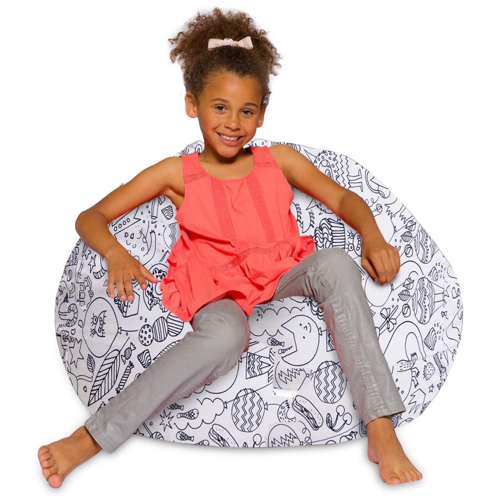 Posh Creations Bean Bag Chair For Kids Teens And Adults Includes Removable And Machine Washable Cover Canvas Coloring Fabric