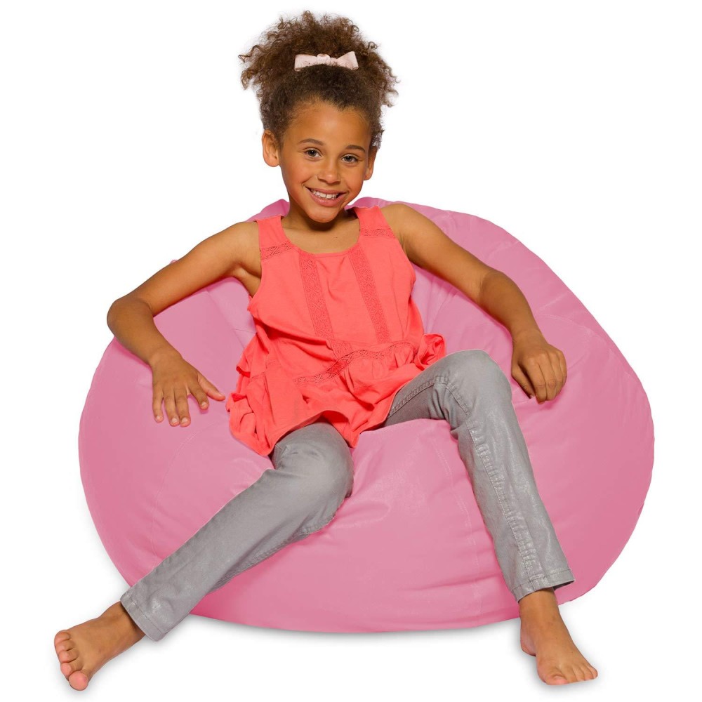 Posh Creations Bean Bag Chair For Kids Teens And Adults Includes Removable And Machine Washable Cover Solid Pink 38In Larg