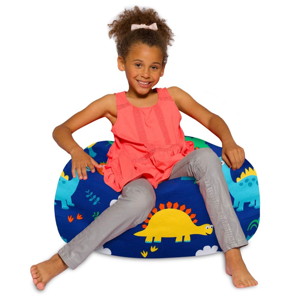 Posh Creations Bean Bag Chair For Kids Teens And Adults Includes Removable And Machine Washable Cover Canvas Dinos On Blue 2