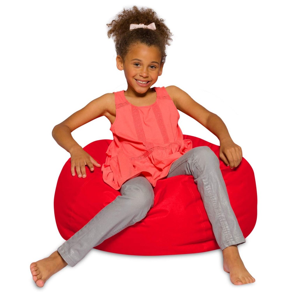 Posh Creations Bean Bag Chair For Kids Teens And Adults Includes Removable And Machine Washable Cover Solid Red 27In Mediu