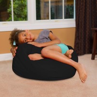 Posh Creations Bean Bag Chair For Kids Teens And Adults Includes Removable And Machine Washable Cover Solid Black 27In Med