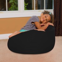 Posh Creations Bean Bag Chair For Kids Teens And Adults Includes Removable And Machine Washable Cover Solid Black 27In Med