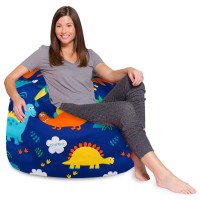 Posh Creations Bean Bag Chair For Kids Teens And Adults Includes Removable And Machine Washable Cover Canvas Dinos On Blue 4