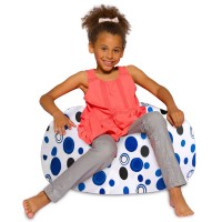 Posh Creations Bean Bag Chair For Kids, Teens, And Adults Includes Removable And Machine Washable Cover, Canvas Multi-Colored Hearts On White, 27In - Medium