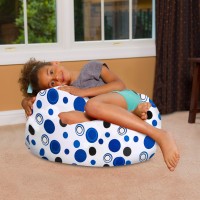 Posh Creations Bean Bag Chair For Kids, Teens, And Adults Includes Removable And Machine Washable Cover, Canvas Multi-Colored Hearts On White, 27In - Medium