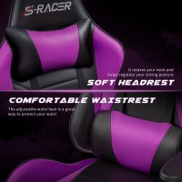 Homall Gaming Chair Computer Office Chair Ergonomic Desk Chair With Footrest Racing Executive Swivel Chair Adjustable Rolling Task Chair (Purple)