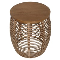 Iris Round Rattan End Table Honey