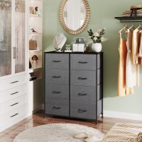 Wlive Fabric Dresser For Bedroom, Tall Dresser With 8 Drawers, Storage Tower With Fabric Bins, Double Dresser, Chest Of Drawers For Closet, Living Room, Hallway, Dormitory, Dark Grey
