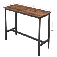 Vasagle Bar Table, Narrow Long Bar Table, Kitchen Dining Table, High Pub Table, Sturdy Metal Frame, Industrial Design, 15.7 X 39.4 X 35.4 Inches, Rustic Brown And Ink Black Ulbt10X