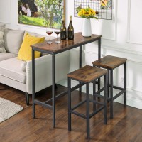 Vasagle Bar Table, Narrow Long Bar Table, Kitchen Dining Table, High Pub Table, Sturdy Metal Frame, Industrial Design, 15.7 X 39.4 X 35.4 Inches, Rustic Brown And Ink Black Ulbt10X