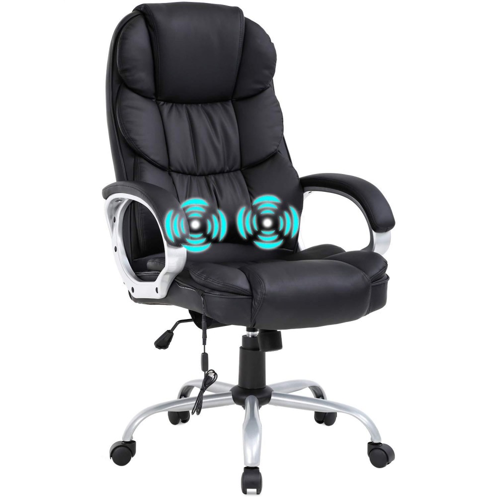 Bestoffice Desk Ergonomic Computer Lumbar Support Headrest Armrest High Back Task Rolling Swivel Pu Leather Executive Chair For Women Adults, Black
