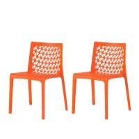 Lagoon Milan Orange Stackable Patio Dining Chair - 2 Pcs/Set