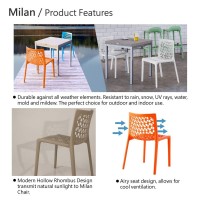 Lagoon Milan Orange Stackable Patio Dining Chair - 2 Pcs/Set