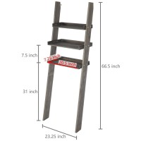 Mygift 5.5 Foot Tall Vintage Weathered Gray Solid Wood Over The Toilet Decorative Ladder Standing Shelf, 3 Tier Bathroom Organizer Leaning Storage Shelves Rack Stand