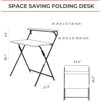 Sofsys Modern Folding Desk For Small Space, Computer Gaming, Writing, Student And Home Office Organization, Industrial Metal Frame With Premium Desktop Surfaces, Oak/Black