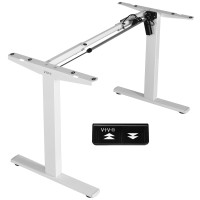 Vivo Electric Stand Up Desk Frame Workstation, Single Motor Ergonomic Standing Height Adjustable Base With Simple Controller, White, Desk-V100Ew