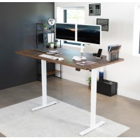 Vivo Electric Stand Up Desk Frame Workstation, Single Motor Ergonomic Standing Height Adjustable Base With Simple Controller, White, Desk-V100Ew