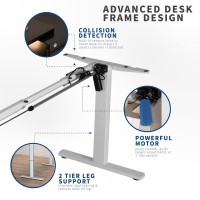 Vivo Electric Stand Up Desk Frame Workstation, Single Motor Ergonomic Standing Height Adjustable Base With Simple Controller, White, Desk-V100Ew