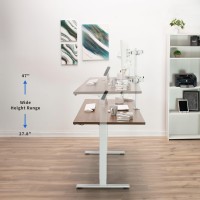 Vivo Electric Stand Up Desk Frame Workstation, Single Motor Ergonomic Standing Height Adjustable Base With Simple Controller, White, Desk-V100Ew