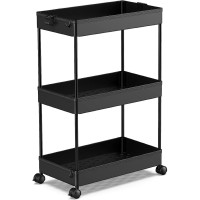 Spacekeeper Storage Rolling Cart 3 Tier Laundry Room Organization Bathroom Cart Organizer Utility Mobile Shelving Unit Multifu