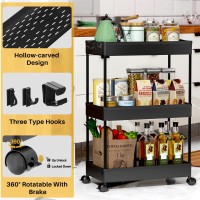 Spacekeeper Storage Rolling Cart 3 Tier Laundry Room Organization Bathroom Cart Organizer Utility Mobile Shelving Unit Multifu