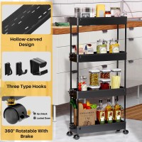 Spacekeeper Slim Rolling Storage Cart 4 Tier Organizer Mobile Shelving Unit Utility Cart Tower Rack For Kitchen Bathroom Laundry