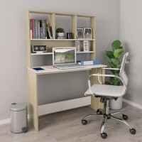 vidaXL Desk with Shelves White and Sonoma Oak 433x177x618 Chipboard 800392