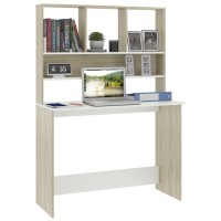 vidaXL Desk with Shelves White and Sonoma Oak 433x177x618 Chipboard 800392