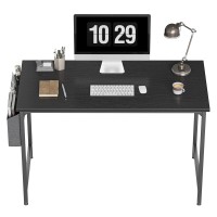 Cubicubi Computer Desk 47 Study Writing Table For Home Office Modern Simple Style Pc Desk Black Metal Frame Black